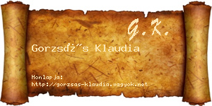 Gorzsás Klaudia névjegykártya